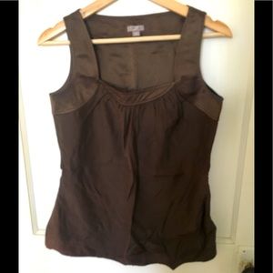 Brown Silk Blend Sleeveless Top